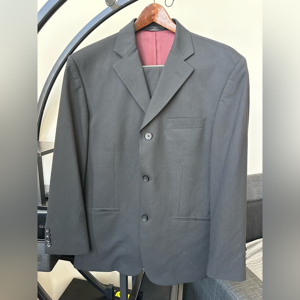 Haggar Black Pinstripe Men's Suit Jacket